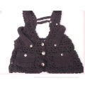 Wool Sleeveless Sweater Crochet Vest For Women With Metal Button
